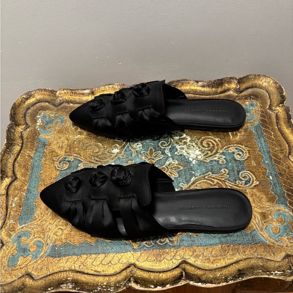 Rebecca Minkoff Black Satin Knotted Slides - Picture 3 of 5